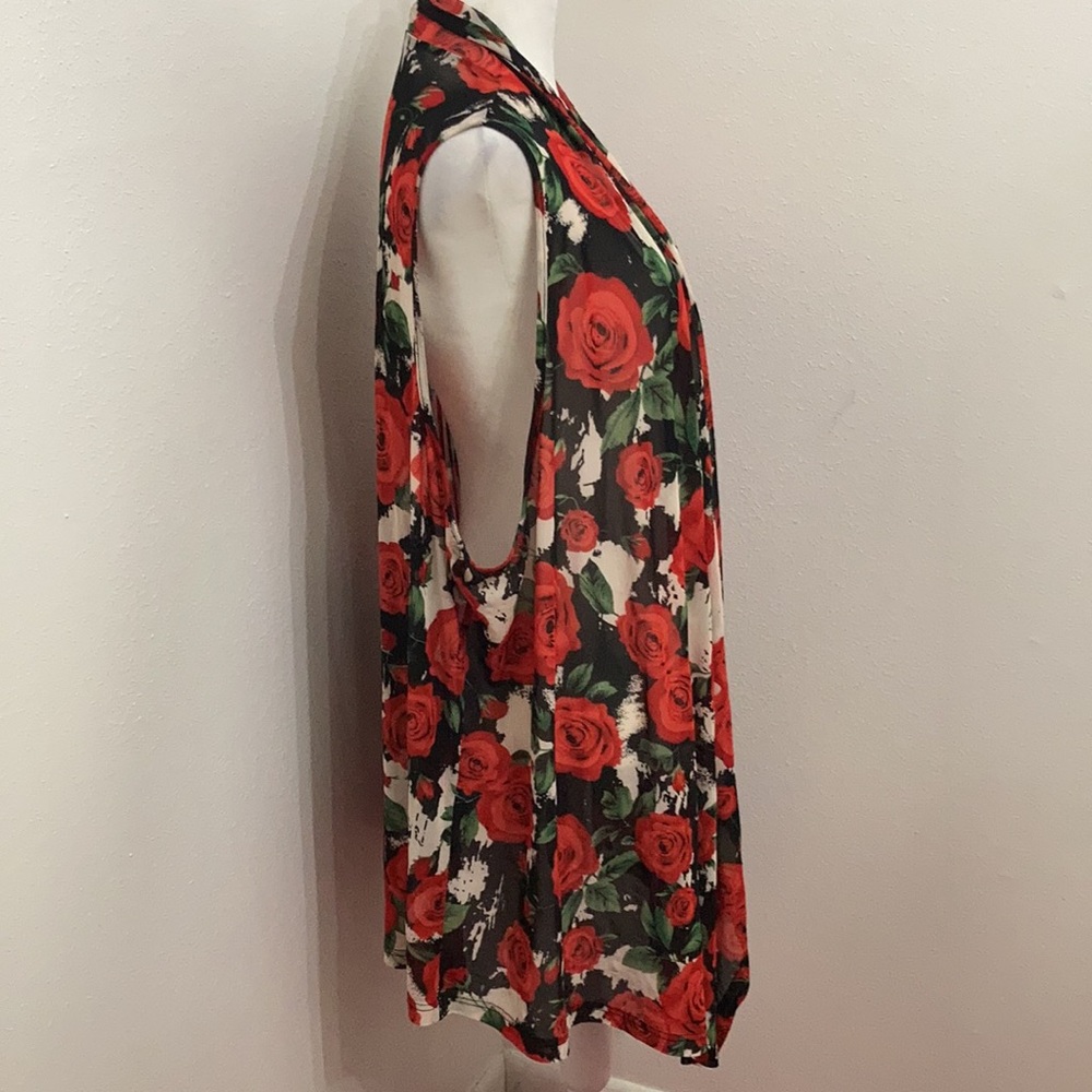 EUC Crazy Train Ruidosa Rose Red + White & Black Sleeveless Kimono Size XL - Picture 4 of 12